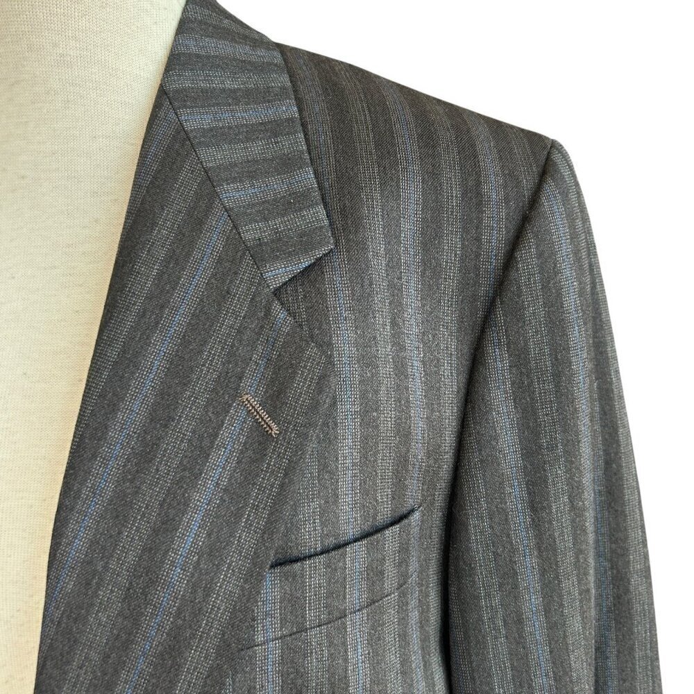 Ted Lapidus Gray Blue Striped Sport Coat Blazer Made in France Size 38R